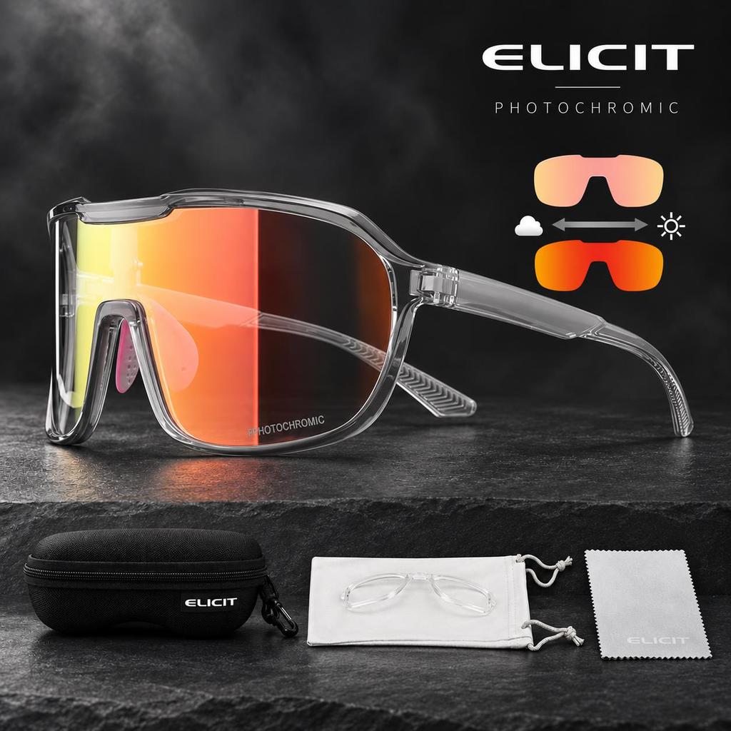 ELICIT New Men's UV400 Photochromic Cycling Sunglasses Women Sports Running Eyewear for Men Glasses Road Bike Bicycle Goggles 7