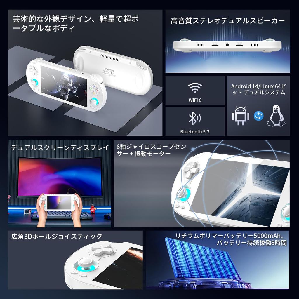 The RG Vita Pro handheld game console RK3576 features dual OS 14 and Linux a IPS Incell and supports and (Android systems), 5.5" touchscreen, Wi-Fi,