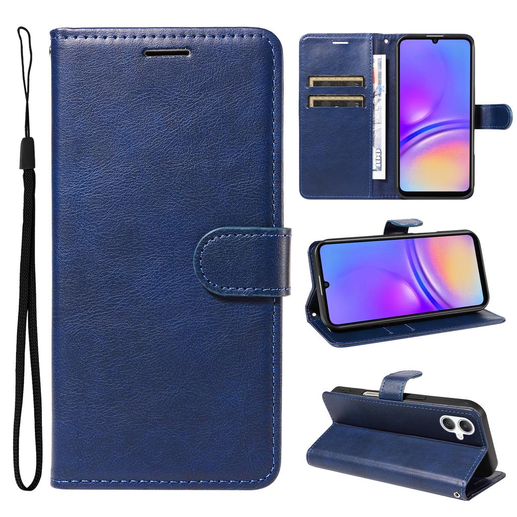 For Samsung Galaxy A07 4G/A06 5G/A06 4G Leather Wallet Case with Strap Solid Color Phone Stand Cover