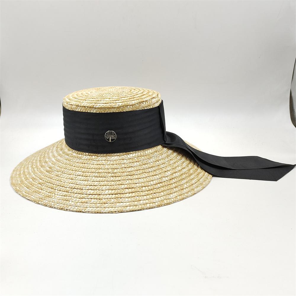 French Hepburn Style Straw Hat for Men and Women Hand-woven Natural Wheat-colored Ribbon Decorated Sun Hat Beach Wedding Hat