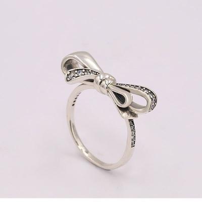 925 Sterling Silver Pan Ring Creative Gorgeous Bow Ring For Women Wedding Party Gift Fashion Jewelry