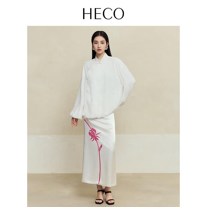 Heco Новая ацетатная юбка миди в китайском стиле с вышивкой розы S