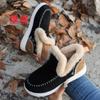 New snow boots women's warm velvet Martin boots flat bottom color matching short tube high top large size women's boots