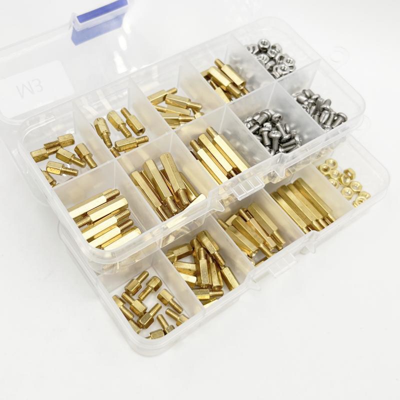 Male Female Hex Brass Standoff Spacer Kit M2M2.5 M3 M4 Brass Round Standoff with 304 Screw and Hex Nut pcb motherboard standoff