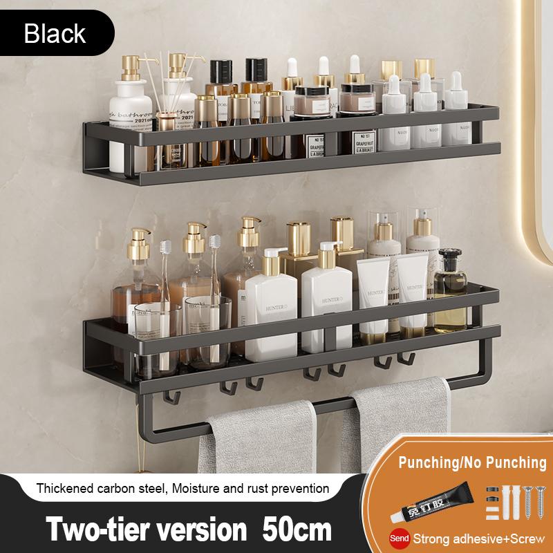 Bathroom Storage Rack Non Perforated Wall Mounted Towel Rack Bathroom Washbasin Cosmetics Storage Rack Wrought Iron Material