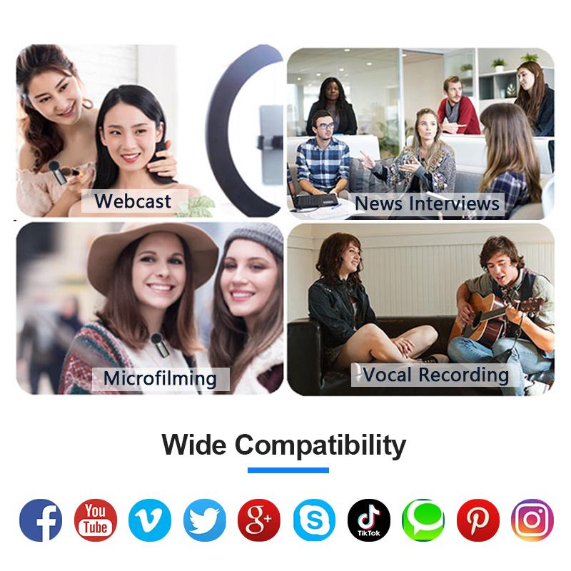 Wireless Lavalier Microphone Portable Noise Canceling Audio Video Recording Live Interview Mic For iPhone 3.5 audio interface TC