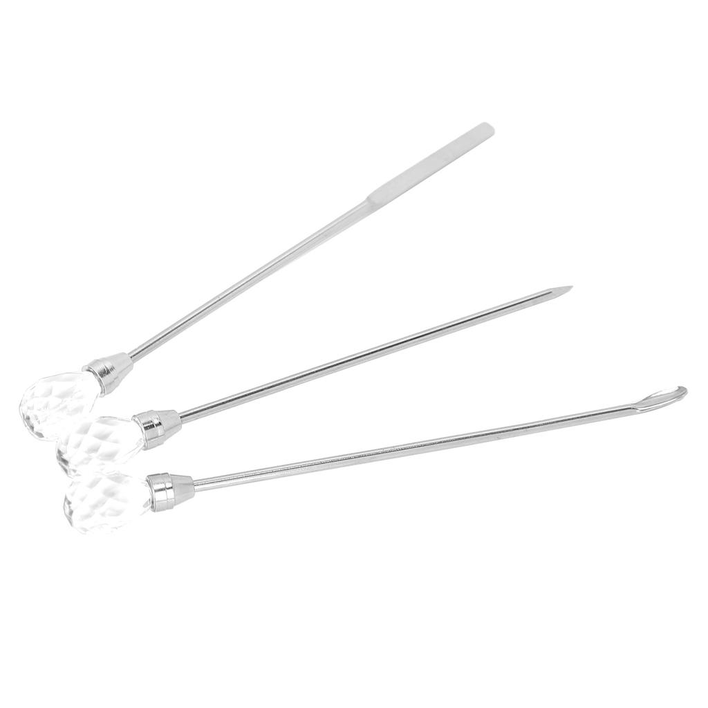 3Pcs Professional Nail Art Stirring Rod Spatula Set Stainless Steel Needle Stick Nail Tools