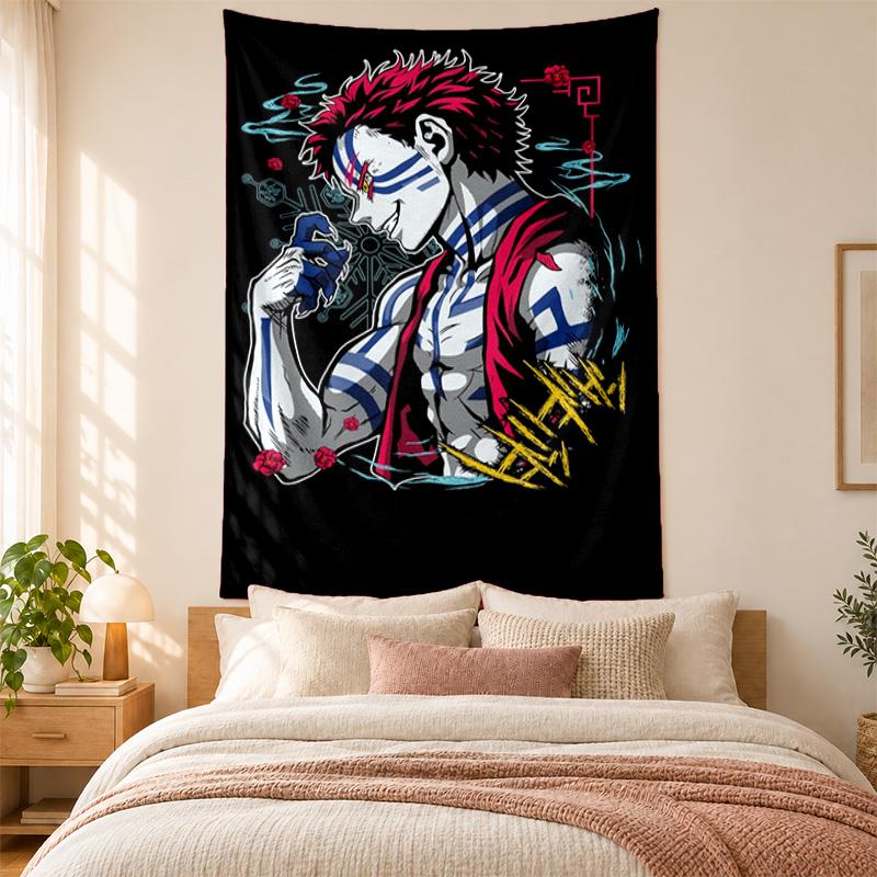 Akaza Demon Slayer Wandteppich hohe Qualität zur Dekoration von Wohnzimmer Schlafzimmer Studentenwohnheim Wänden ideal als Schlafzimmer Wandkunst oder Weihnachtsgeschenk
