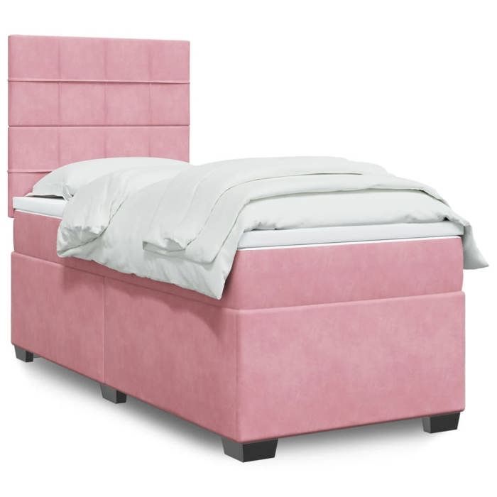 Maison Exclusive - Sommier à lattes de lit avec matelas Rose 90x200 cm Velours