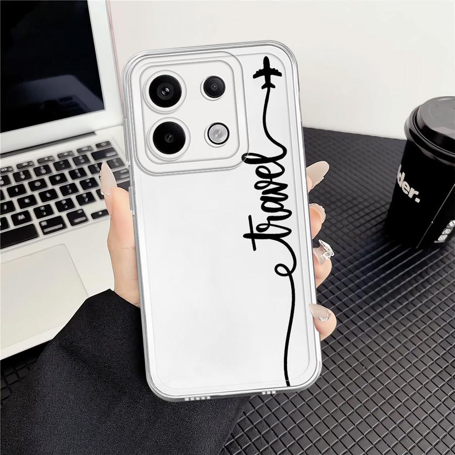 Case for Xiaomi Redmi Note 14 Pro Plus Note 13 11 9 10 A4 12 14C 13C 10S 11S 12S Soft Phone Cover Airplane Lines With Heart
