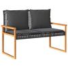VidaXL Banc de Jardin avec Coussin, Siège de Terrasse avec Dossier, Banc de Parc, Meuble d'Extérieur Patio, Noir Résine 365862