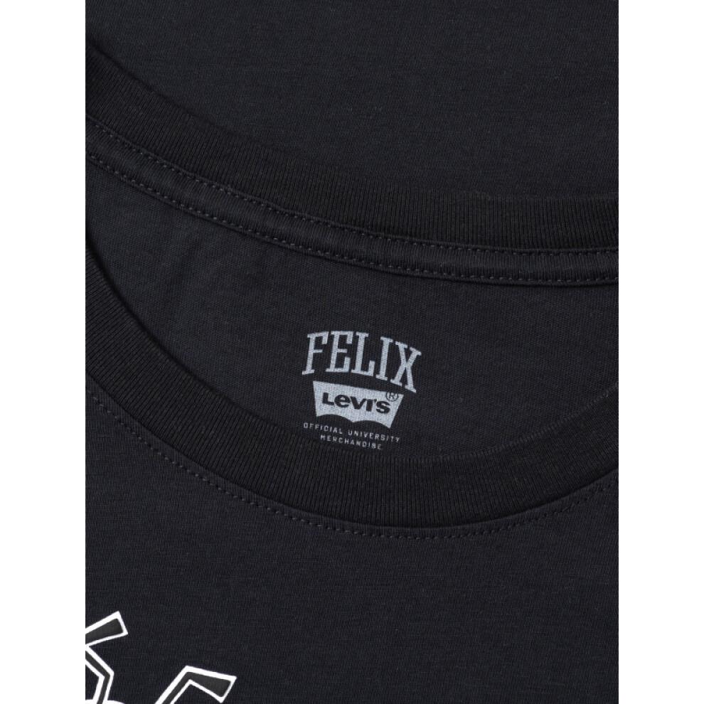 Levis X Felix The Cat Cartoon Print Crew Neck Short Sleeve T-Shirt Men Tops Black A1248-0000