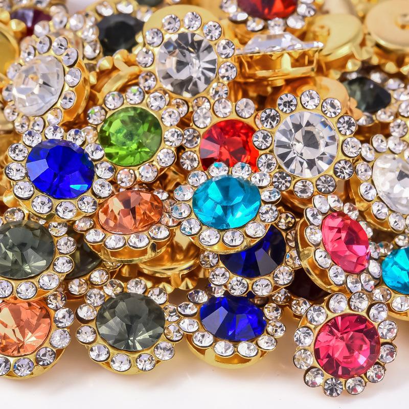 

Подсолнух Цветок Коготь Бриллиант, Стеклянный Цветок Форма Стразы Пряжка Ручной Сшив Бриллиант, Круглый Цветок Тарелка Захват Бриллиант DIY Украшения Пуговица 10MM