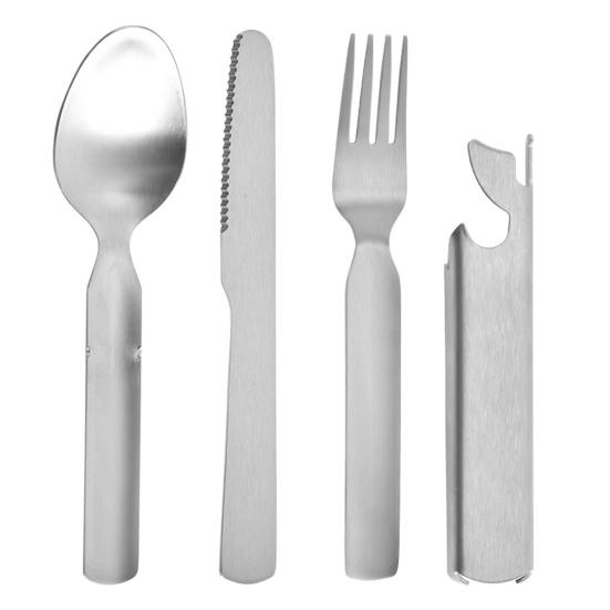 

Stainless Steel Tableware Set 3-in-1 Knife Fork Spoon Foldable Student Dormitory Utensils Portable Office Lunch Cutlery Set for Camping Travel Sets