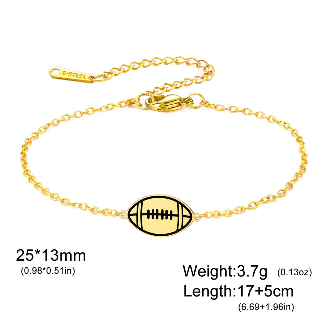 EUEAVAN Basketball Volleyball Baseball Rugby Bracelet Stainless Steel Fashion Geometric Bracelet for Women Men Jewelry Gifts