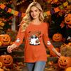 Women's Casual Three-Quarter Sleeve Halloween Print Neck Top