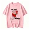 Unisex Merry Christmas Kiss My Ass Funny Santa Claus Print Soft Comfortable Street Short Sleeve Round Neck Causal Clothing
