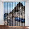 3D Trendy City Sports Car Scenery 3D Printing Semi Sunshade Window Curtain Polyester Fabric For Bedroom Hook Accessories  2pcs
