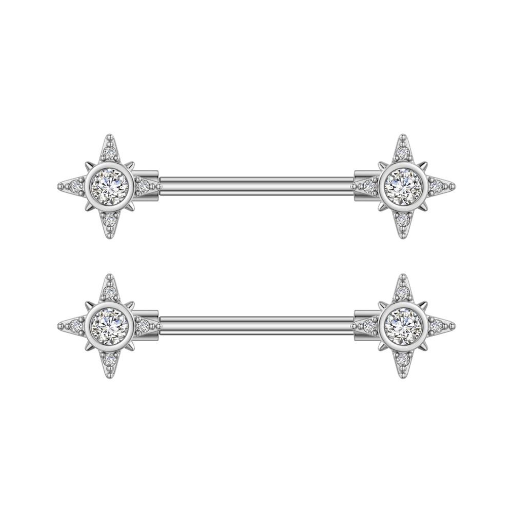 2pcs 316L Steel Maple Leaf Nipple Rings Barbell Butterfly Wing Shield Piercing for Women Girls Sexy Nipple Piercing Body Jewelry