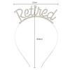 JY Retirement Party Decorations Rose Gold Silver Officially Retired Glitter Sash With Rhinestone Headband