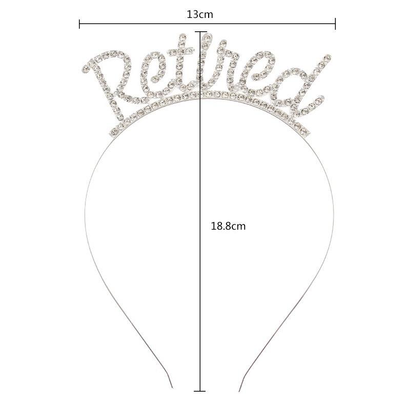 JY Retirement Party Decorations Rose Gold Silver Officially Retired Glitter Sash With Rhinestone Headband