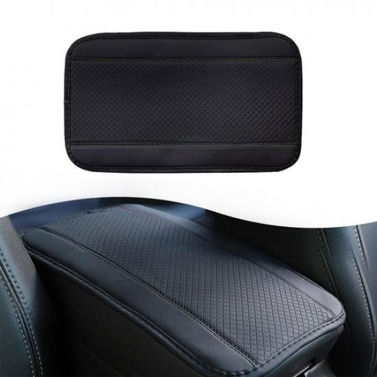 Black Leather Armrest Cushion Cover Center Console Box Mat Car Protector Pad