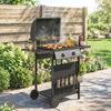 Gas Burner Barbecue Grill, 2 Burner Gas Grill with Side Tables, Warming Rack, Shelf, Thermometer, Grease Tray, Black