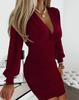 Women's Fashion Casual V-neck Long Sleeve Dress Ladies Sexy Skirts Autumn Winter Nightclub Skirts Slimming Dress