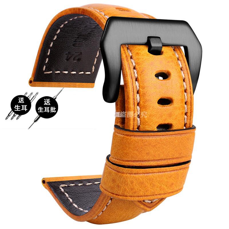 For Panerai PA441 PAM01661 Lumino Watch strap with thickened Italian cowhide Watchbands Vintage Watch Band male Bracelet 22 24MM