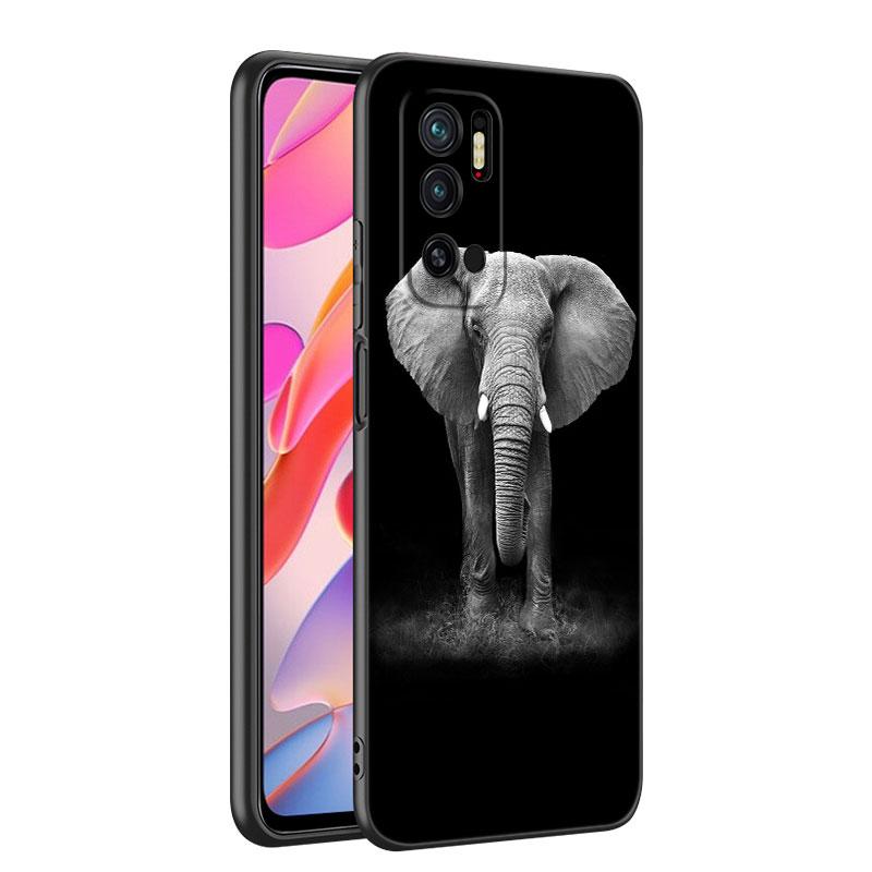 Animal Elephant Black Silicone Phone Case For Xiaomi Mi 9 SE 8 10T 11 12 13 Lite 9T 11T 12S 12T 13T 14 Pro 5G NE 11i 12X