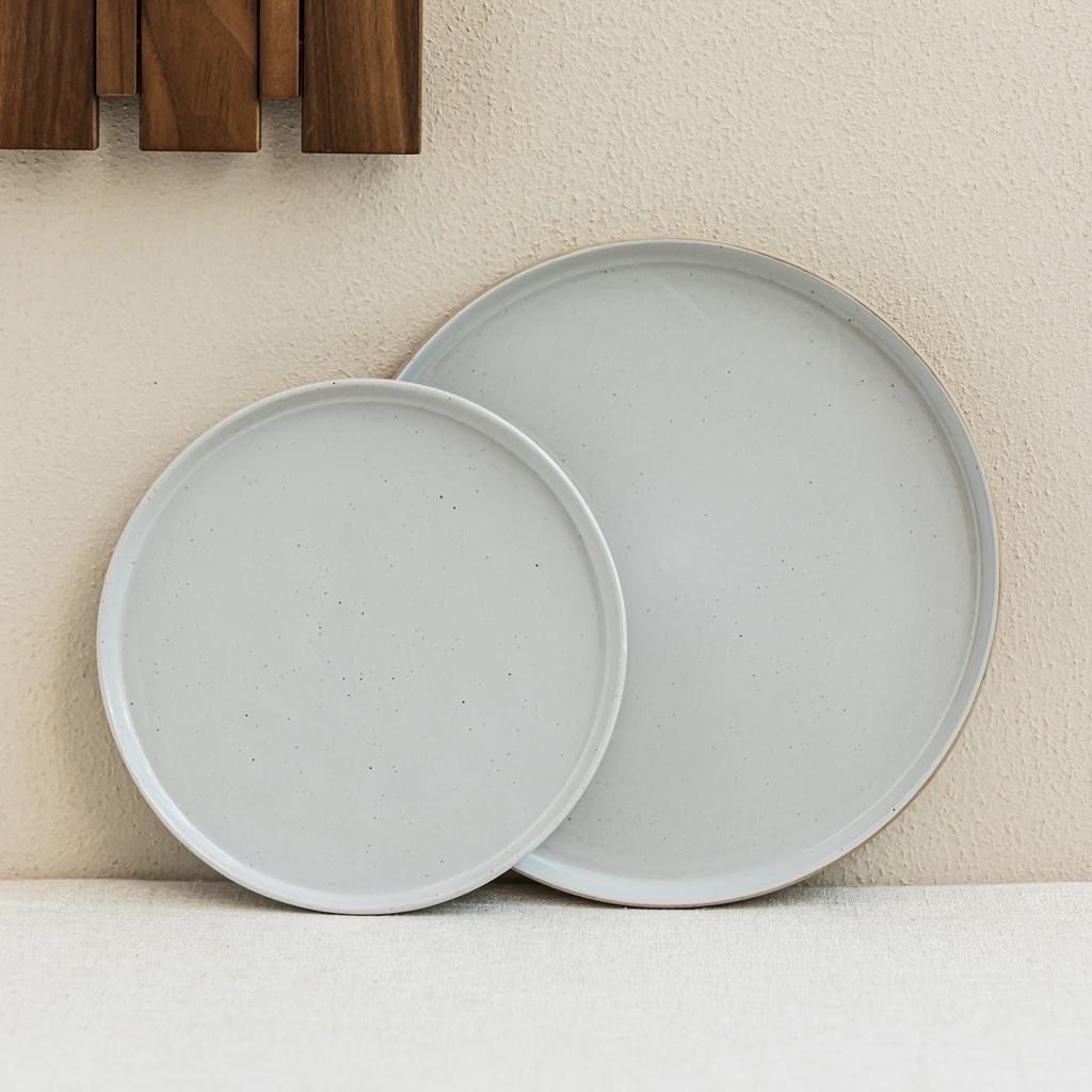 Large Plate Round Shallow Plate Simple Style Ceramic Plate Tableware Vegetable Plate Household Dessert Plate Breakfast Pasta Plate Plate