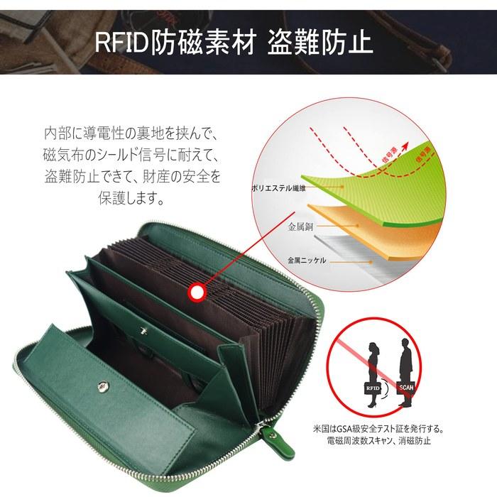 [Jxleichi] Men's Long Wallet, Tochigi Leather, Genuine Leather (Green) 20cm x 10.8cm x 2.5cm