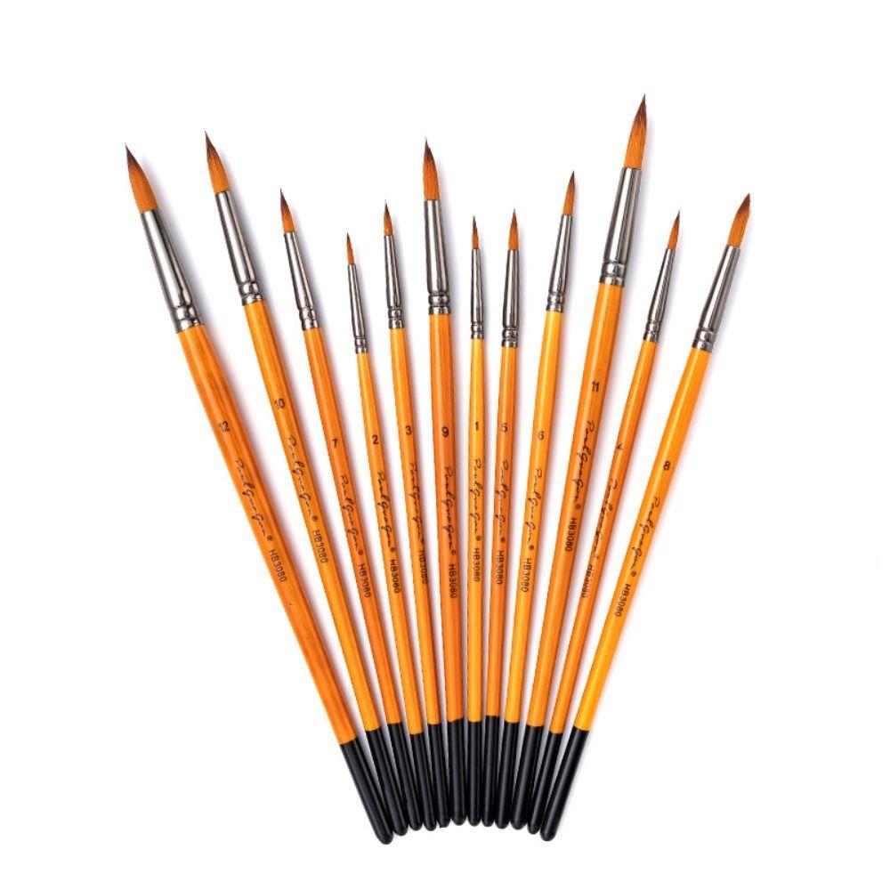 

5pcs/set Synthetic Nylon Tips Acrylic Oil Brushes Wooden Handle Art Supplies Student