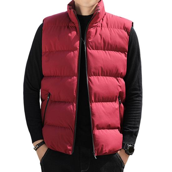Men Waistcoat Stand Collar Sleeveless Slim Fit Vest Coat