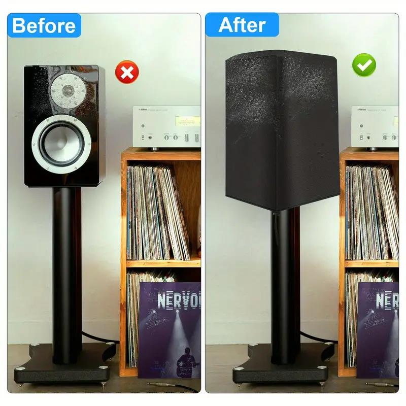 Durable Black 210D Oxford Cloth Speaker Covers - Water and Dust Resistant, Multiple Sizes for Home Theater Outdoor Sound Systems