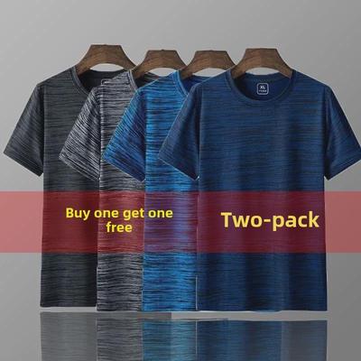 Men's Summer Ice Silk Mesh Breathable Quick-Dry Loose Fit Plus Size Sports T-Shirt Trend
