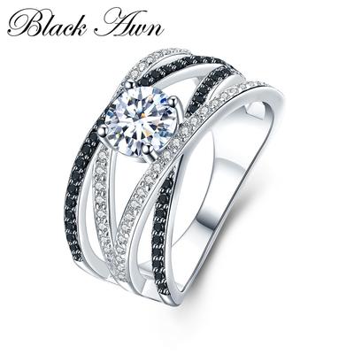 Ringe für Frauen, schwarzer Spinell, Verlobungsring, Ehering, Schmuckzubehör