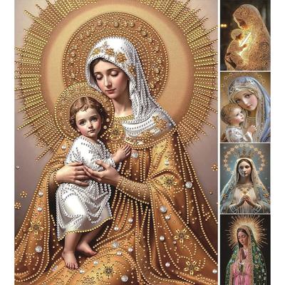 5D Diamond Art Painting Kits for Adults Religious Themes Special Shape Diamond Partial Art Marian Decor 30x40cm for Home Wall