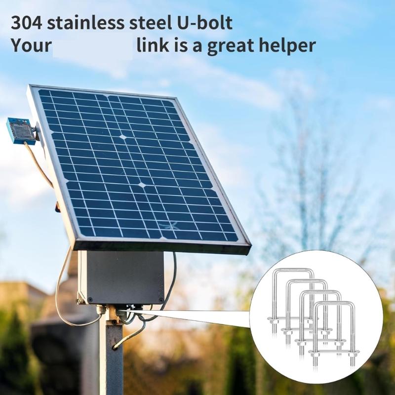 Carbon Steel Square U Bolt Set 4PCS with Accessories Simple Installation for Mechanical Repair Automotive Pipe Securing