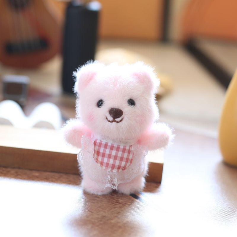 

Plush Bearshaped Keychain Charm Short Pile Material Bag Collecting Decoration розовый