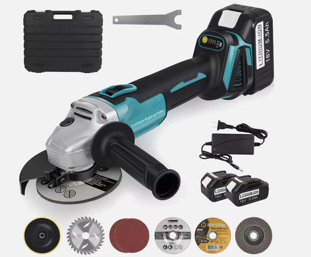 

Аккумуляторная угловая шлифмашина 21 В Макс Аккумулятор Бесщеточная 8500 об/мин Перезаряжаемая отрезная машина Высокомощная полировальная машина синий