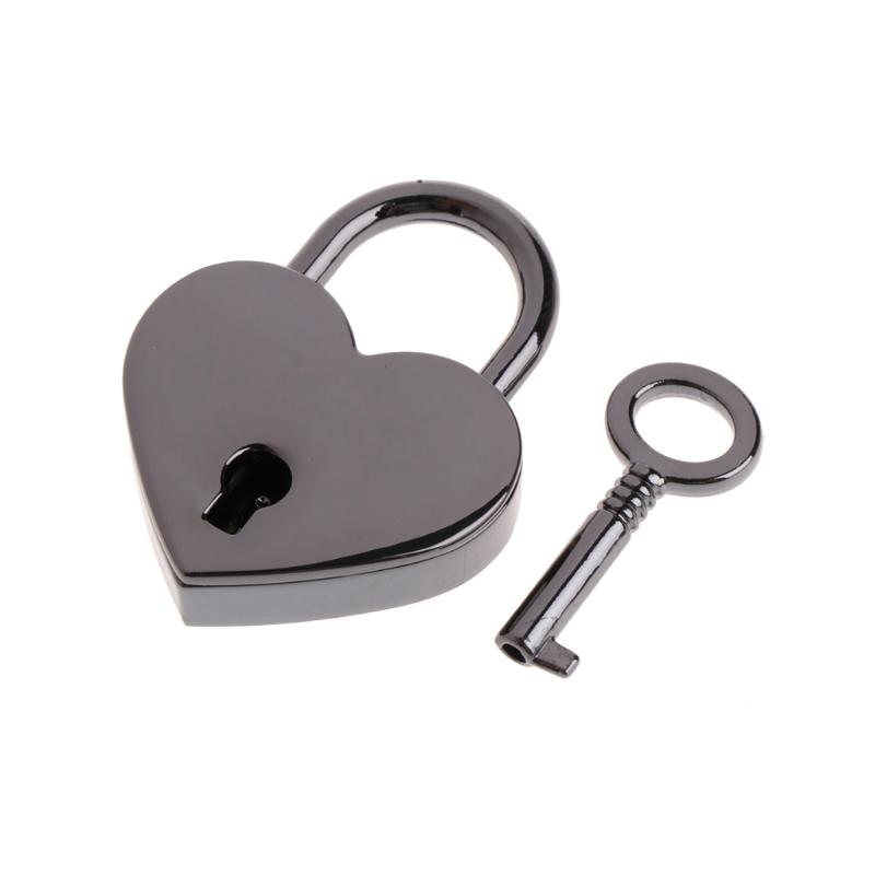 Metal for Wish Lock Mini Heart Archaize Padlocks With for Key Jewelry Box Decorative Padlock for Lovers, Girls, Students