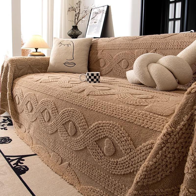 Solid Color Luxury Plush Sofa Towel Winter Warm Thick Velvet Sofa Covers L-shaped Sectional Non-slip Slipcovers for Living Room