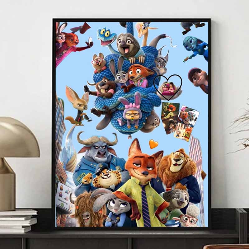 Disney 5D DIY Diamond Painting Zootopia Main Character Illustrations Embroidered Mosaic Cross Stitch Home Decor Gifts Crafts