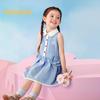 Balabala Girls' 2026 Summer Preppy Plaid Sleeveless Dress