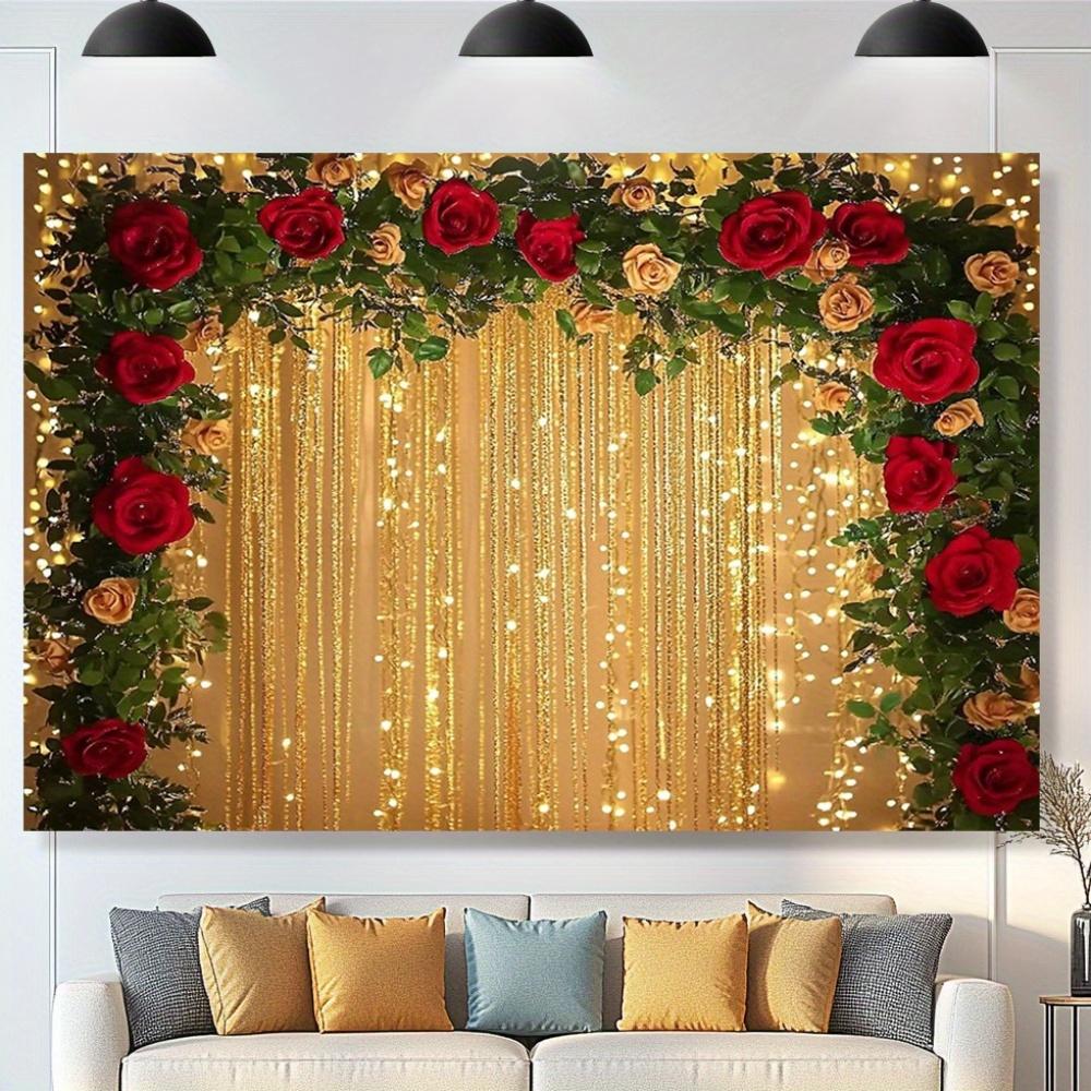 Christmas Golden Rose Garland Arch  Scene  Decoration Background Winter Photography Backdrop Decorations For Photo Studio Photo Booth Christams Party