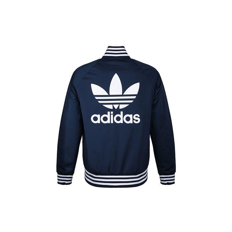 Adidas Originals Trefoil Rev Jacket With Logo Print Men Outerwear Blue DX4220