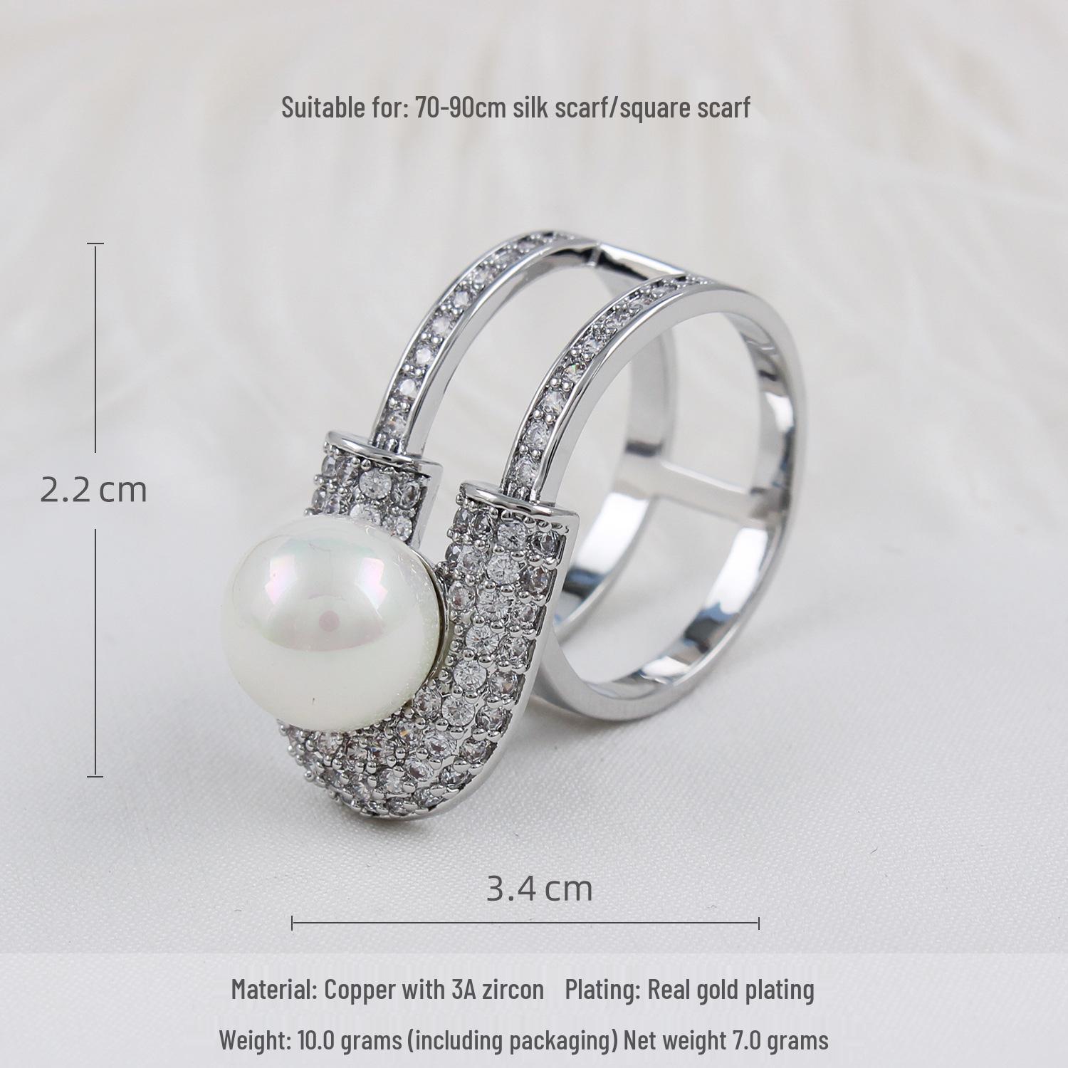 

Женская высококлассная брошь-зажим для шарфа с цирконом и жемчугом