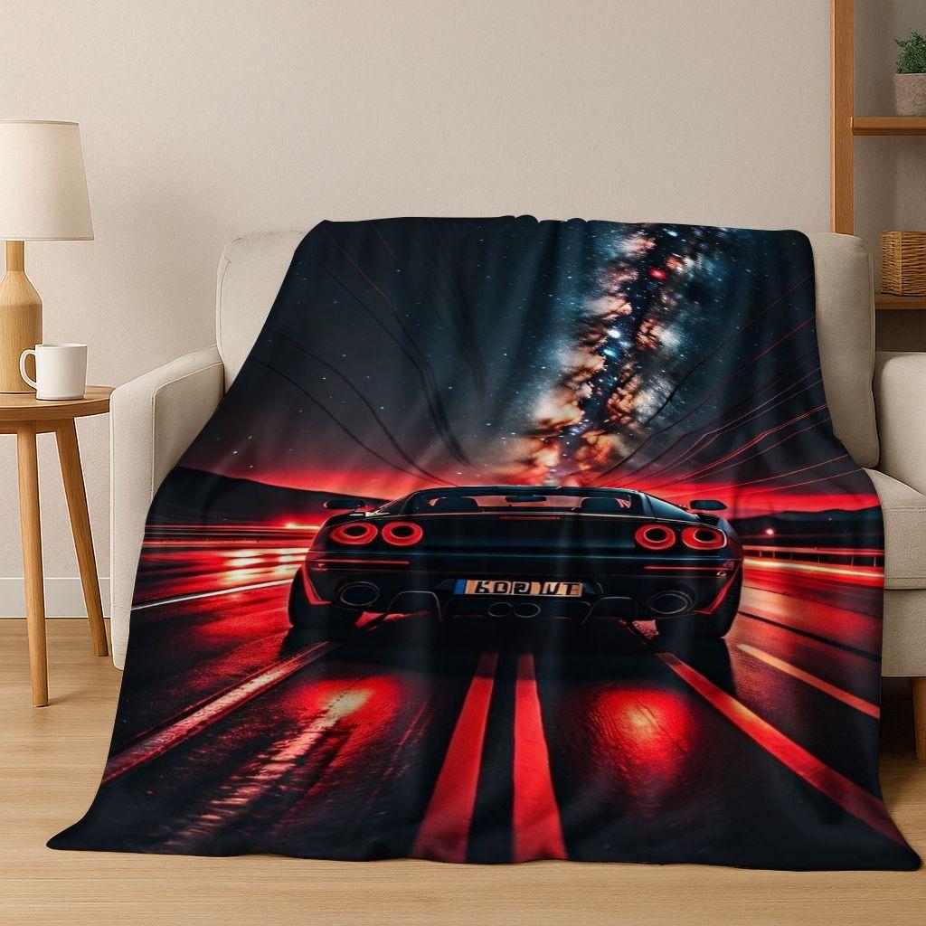 Future Concept Sports Car Racing Bike Art Flannel Blanket,Cozy Soft Throw Blanket for Home Bedroom Bed Sofa Picnic Cover Gift