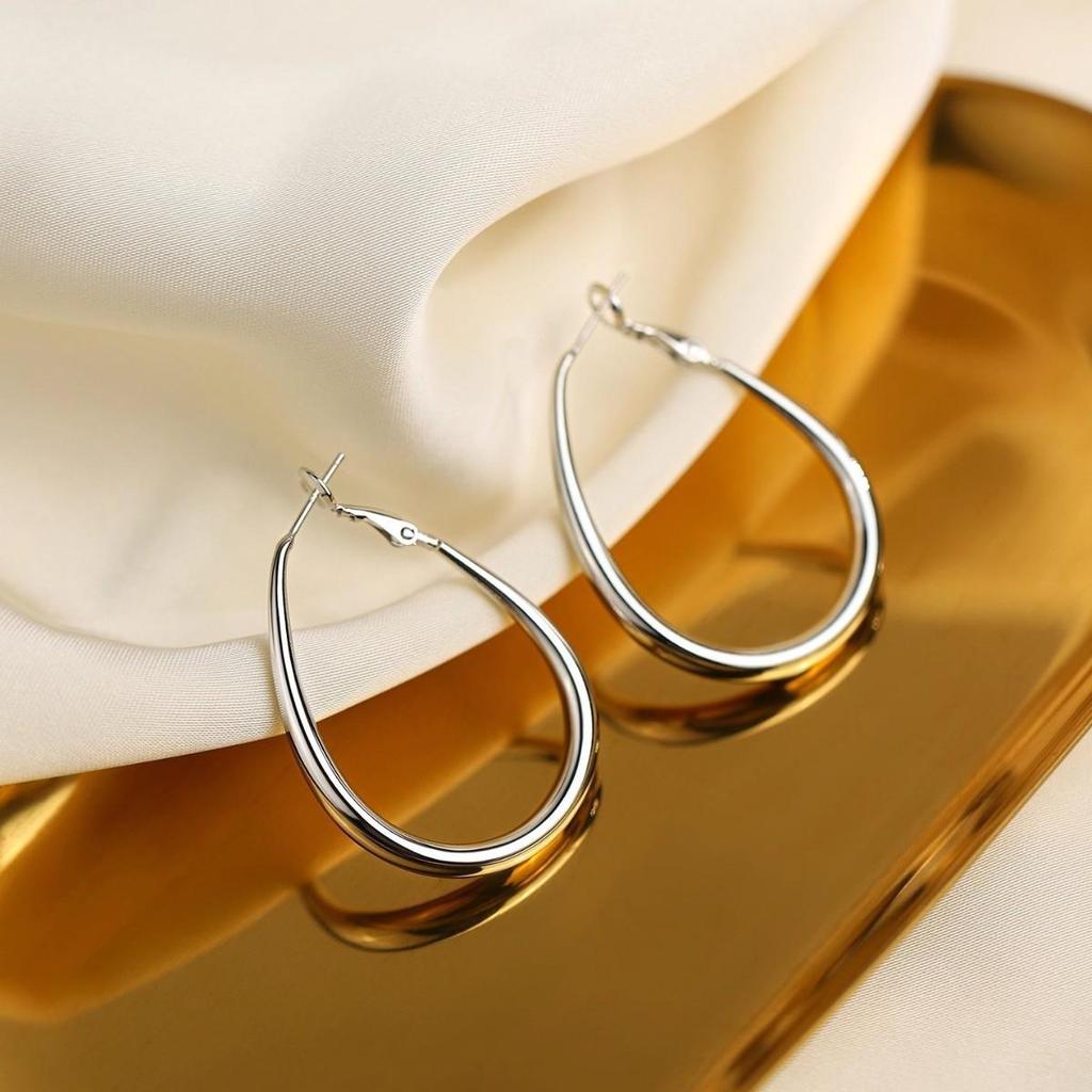 925 Sterling Silver Hoop Earrings: 2025 Modern Niche Design - Elegant & Luxurious for Women